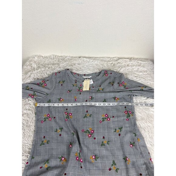 Christopher & Banks Houndstooth Floral Popover Blouse NEW Medium - Picture 3 of 6